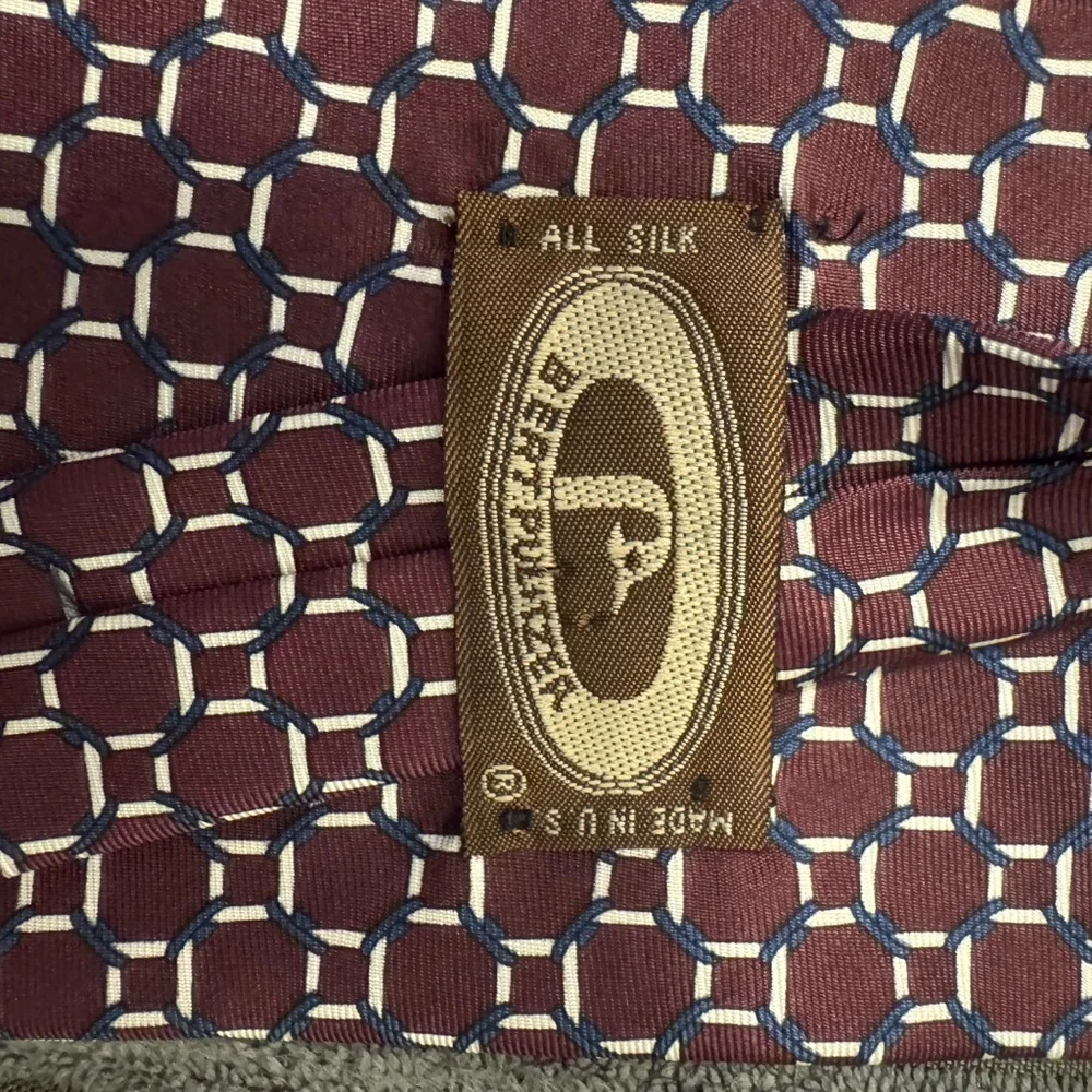 Classic Men's Burgundy Geometric Tie, 100% Silk